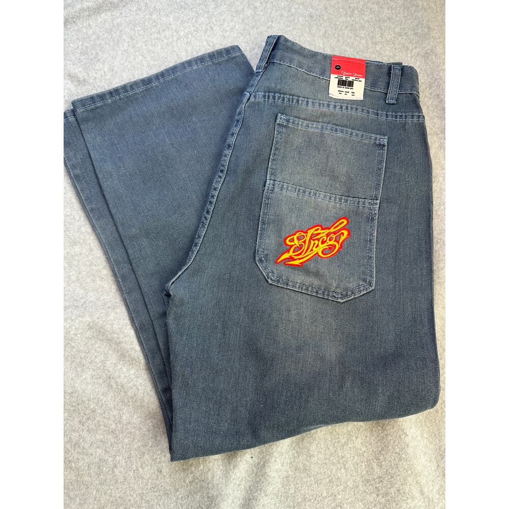 Inspired Baggy Jeans Embroidered Graphic Denim 2XL Y2K Streetwear Goth Skater